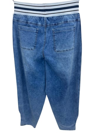 Büyük Beden Beli Lastikli Denim  Kadın Pantolon