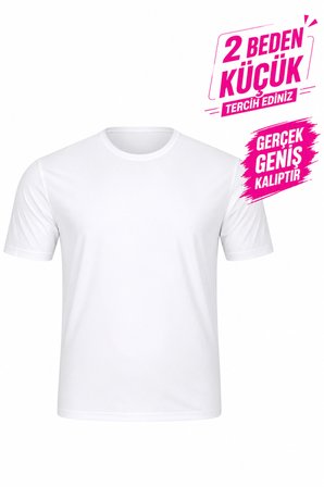 Yuvarlak Yaka Erkek Battal Düz Renk Pamuklu Basic Tshirt 