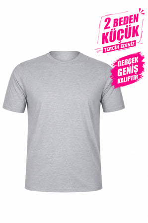 Yuvarlak Yaka Erkek Battal Düz Renk Pamuklu Basic Tshirt 