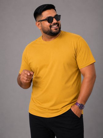 Yuvarlak Yaka Erkek Battal Düz Renk Pamuklu Basic Tshirt 