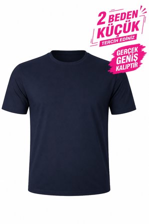 Yuvarlak Yaka Erkek Battal Düz Renk Pamuklu Basic Tshirt 