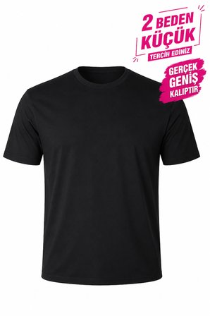 Yuvarlak Yaka Erkek Battal Düz Renk Pamuklu Basic Tshirt 