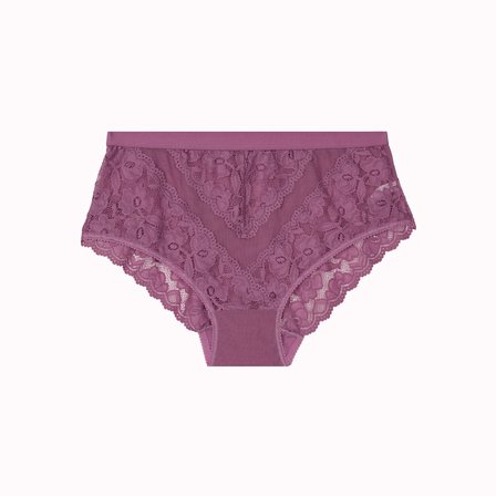 Büyük Beden Dantelli Tül Detaylı Lastikli Yüksek Bel Kadın Külot