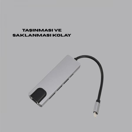 Type‑c Dönüştürücü – 2×usb3.0, Sd/ms, 4k Hdmı & Rj45 İle Profesyonel Kullanım