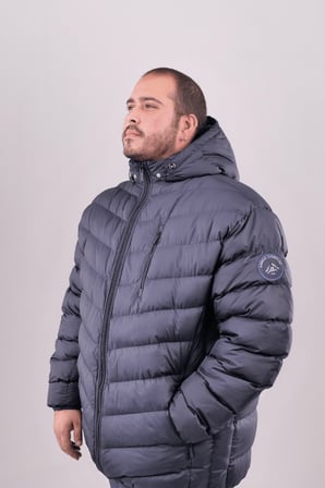 Büyük Beden Erkek 7XL-10XL Kapüşonlu Elyaf Dolgulu Astarlı Fermuarlı Kapitone Şişme Mont ANNEX