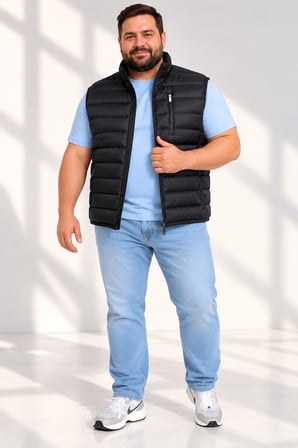 Büyük Beden Erkek Şişme Fermuarlı Yelek