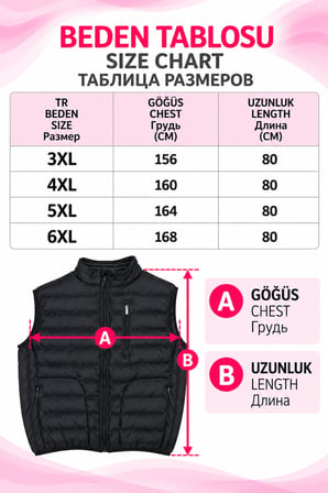 Büyük Beden Erkek Şişme Fermuarlı Yelek