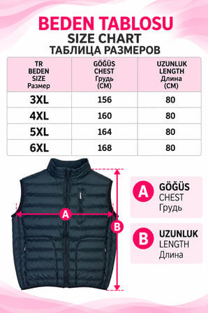 Büyük Beden Erkek Şişme Fermuarlı Yelek