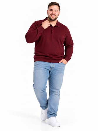 Büyük Beden Polo Yaka Erkek Sweatshirt