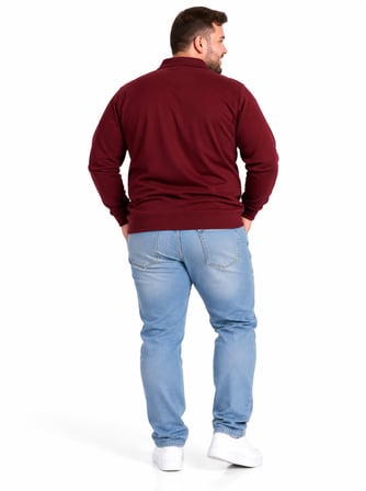 Büyük Beden Polo Yaka Erkek Sweatshirt