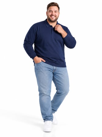 Büyük Beden Polo Yaka Erkek Sweatshirt