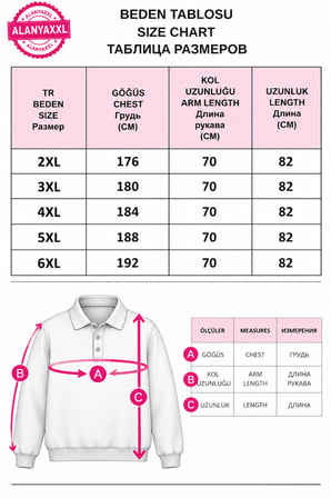 Büyük Beden Polo Yaka Erkek Sweatshirt