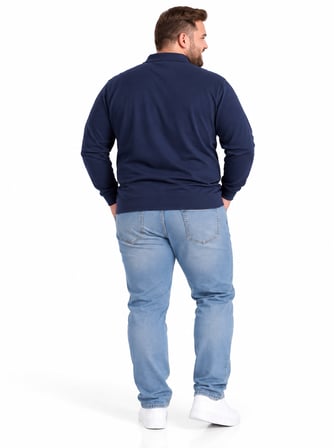 Büyük Beden Polo Yaka Erkek Sweatshirt