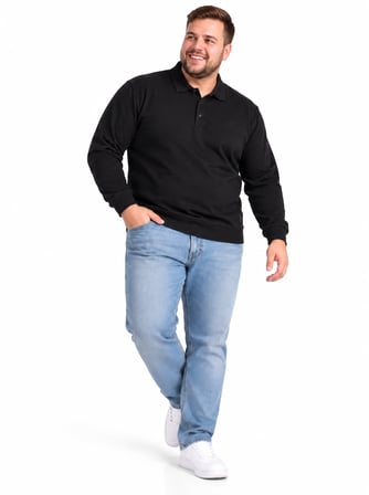 Büyük Beden Polo Yaka Erkek Sweatshirt