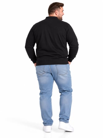 Büyük Beden Polo Yaka Erkek Sweatshirt
