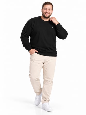 Büyük Beden Basic Waffle Kumaş Erkek Sweatshirt