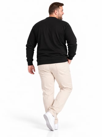 Büyük Beden Basic Waffle Kumaş Erkek Sweatshirt