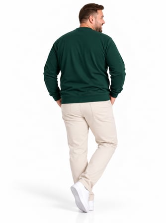 Büyük Beden Basic Waffle Kumaş Erkek Sweatshirt