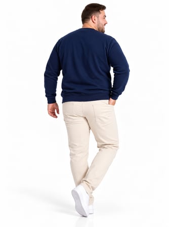 Büyük Beden Bisiklet Yaka Uzun Kollu Erkek Sweatshirt