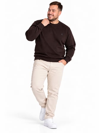 Büyük Beden Bisiklet Yaka Uzun Kollu Erkek Sweatshirt