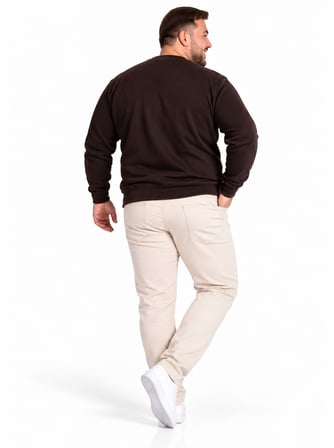 Büyük Beden Bisiklet Yaka Uzun Kollu Erkek Sweatshirt