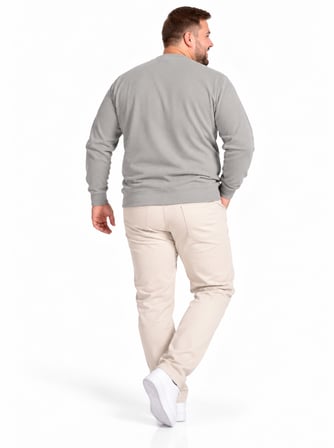 Büyük Beden Basic Waffle Kumaş Erkek Sweatshirt