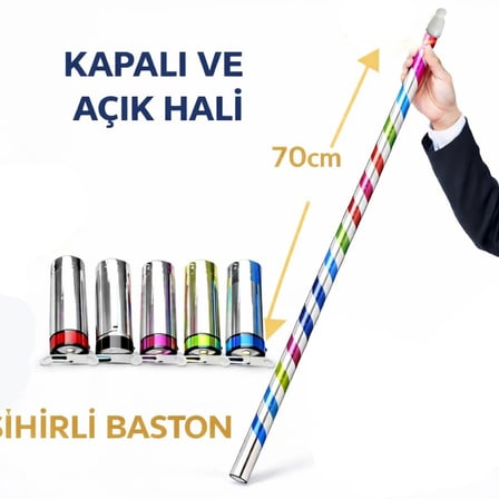 Sihirli Açılır Baston – Mendilden Bastona İlizyon Oyunu (70 Cm)