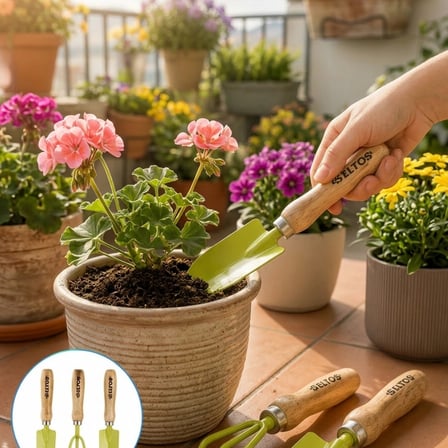 Saksı Bitkileri İçin Bahçe El Aleti Seti Ergonomik Ahşap Saplı