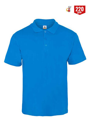 Myform 8103 Comfort Polo Yaka Kısa Kol Saks Mavi T-Shırt