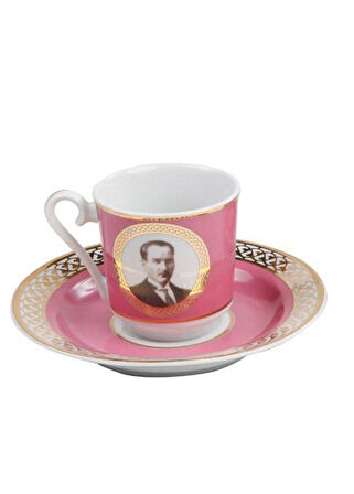 Tek Kişilik Atatürk Fincan Takımı Pembe