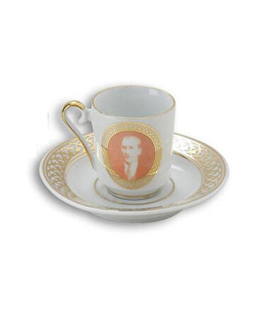 Tek Kişilik Atatürk Fincan Takımı Beyaz