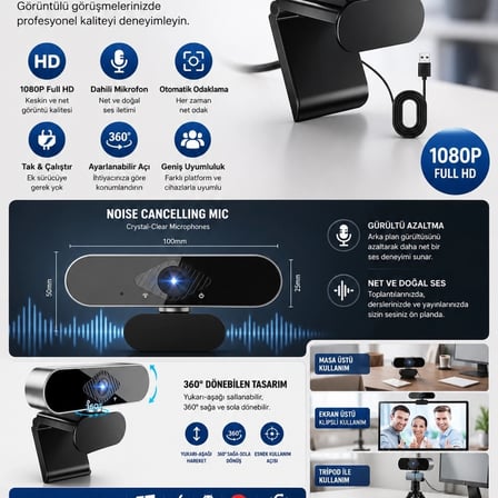 Webcam Orjınal 1080p Hd Konferans Kamera Dahili Mikrofon Görüntülü Sohbet Yayın Kamerası Hd Video Ae-104