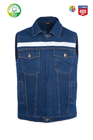 Myform 09128 Yelek Sona Denim Mavi