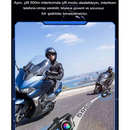 Q58-max Radyolu 2 Kişi Bağlantılı Bluetooth Kask Kulaklık Ekranlı Fenerli Müzik Ve Telsiz Intercom