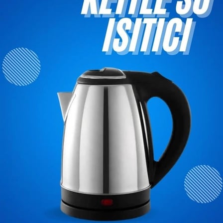 Elektrikli Paslanmaz Çelik Su İsıtcı Çelik Kettle 1.8 Lt. Uzun Ömürlü