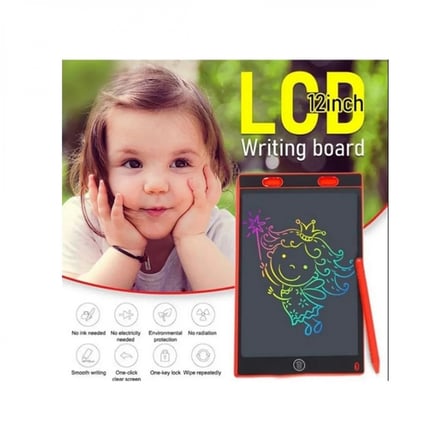 12 İnc Renkli Lcd Grafik Dijital Kalemli Çizim Tableti Yazı Tahta Not Yazma Eğitim Tableti Kırmızı