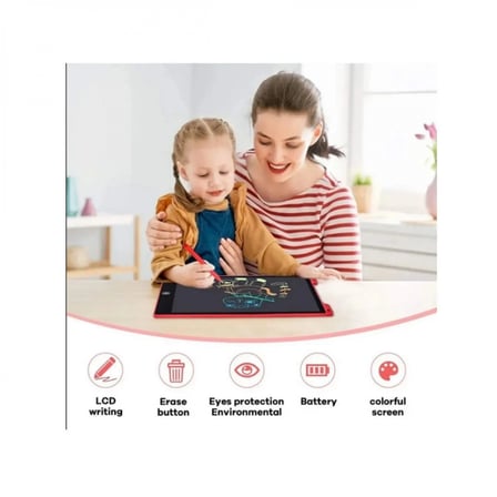 12 İnc Renkli Lcd Grafik Dijital Kalemli Çizim Tableti Yazı Tahta Not Yazma Eğitim Tableti Kırmızı
