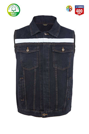 Myform 09128 Yelek Sona Denim Siyah