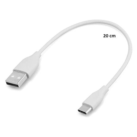 Yetty Type-C Kısa Hızlı Powerbank Şarj ve Data Kablosu 2.1A Beyaz 20cm