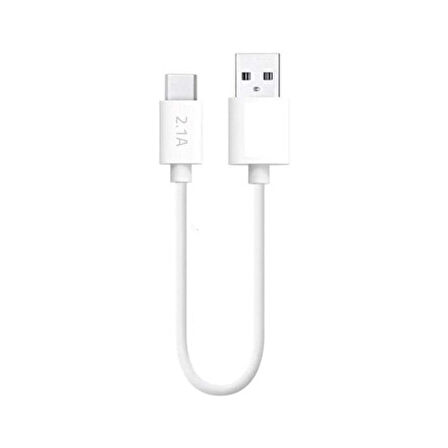 Yetty Type-C Kısa Hızlı Powerbank Şarj ve Data Kablosu 2.1A Beyaz 20cm