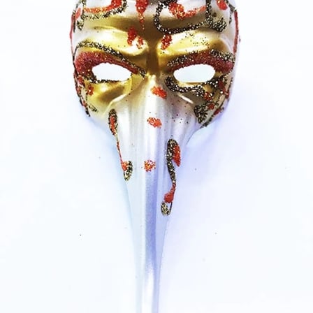 Turuncu Renk İşlemeli Seramik Malzemeden İmal Venedik Uzun Maske Magnet