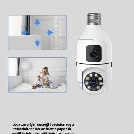 Ampul Tipi Wifi Kamera 2mp Lensli Full Hd Görüntü Ve Akıllı Hareket Algılama