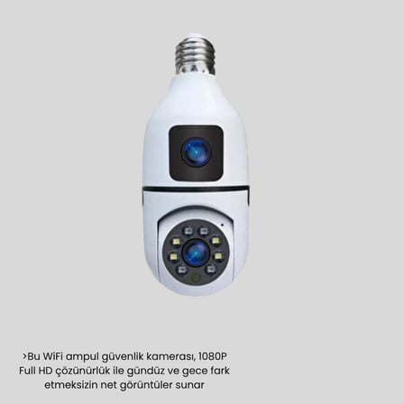 Ampul Tipi Wifi Kamera 2mp Lensli Full Hd Görüntü Ve Akıllı Hareket Algılama