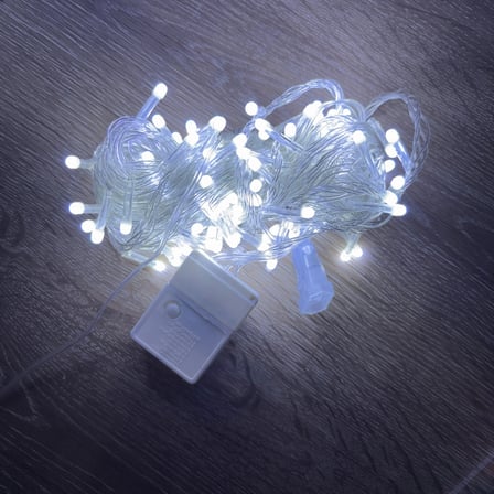 10m 100 Led Damla Uçlu Beyaz Işık Şeffaf Kablo Mz-17-1