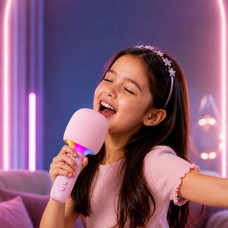 Çocuk Ve Yetişkin Karaoke Mikrofonu Kablosuz Rgb Ambiyans Işığı Ses Değiştirme Modlu Hoparlör