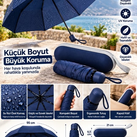 Kapsül Şemsiye Lacivert