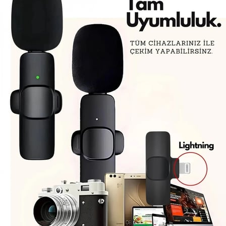 Type-c Çiftli Kablosuz Yaka Mikrofon Seti Telefon Vlog Canlı Yayın Tiktok Youtube Uyumlu