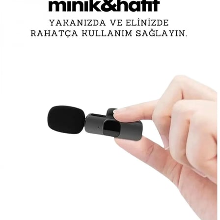 Type-c Çiftli Kablosuz Yaka Mikrofon Seti Telefon Vlog Canlı Yayın Tiktok Youtube Uyumlu
