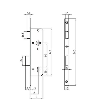 İto Pvc Oda Kapı Kilitleri 132/35 Silindir tip