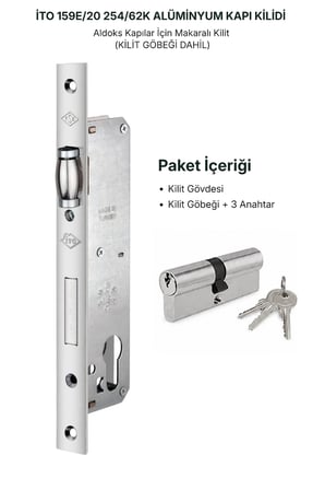 İto Kilit 159E/20 Silindir Tip Makaralı Dilli Alüminyum Kapı Kilitleri , Barelli 